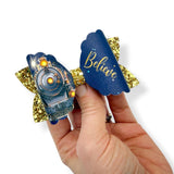 NAVY BELIEVE EXPRESS TRAIN 3.5” | PRE CUT DIY HAIR BOW LOOPS