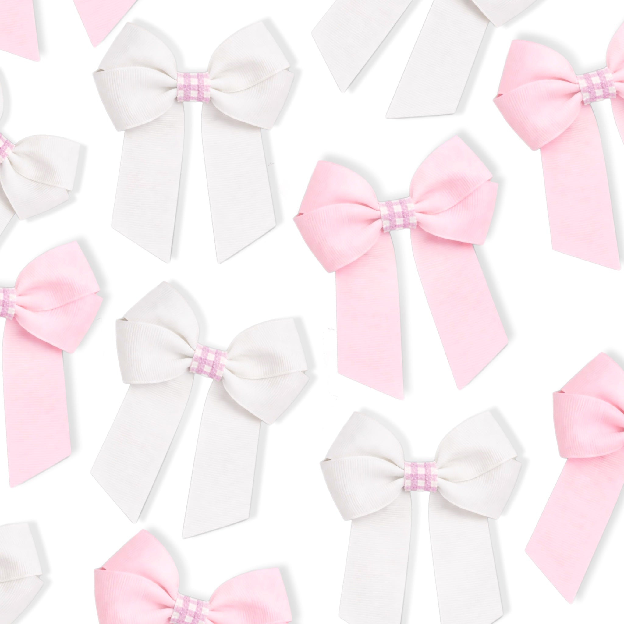 BABY PINK GINGHAM GLITTER GROSGRAIN 4” RIBBON BOW - Eliza Henri
