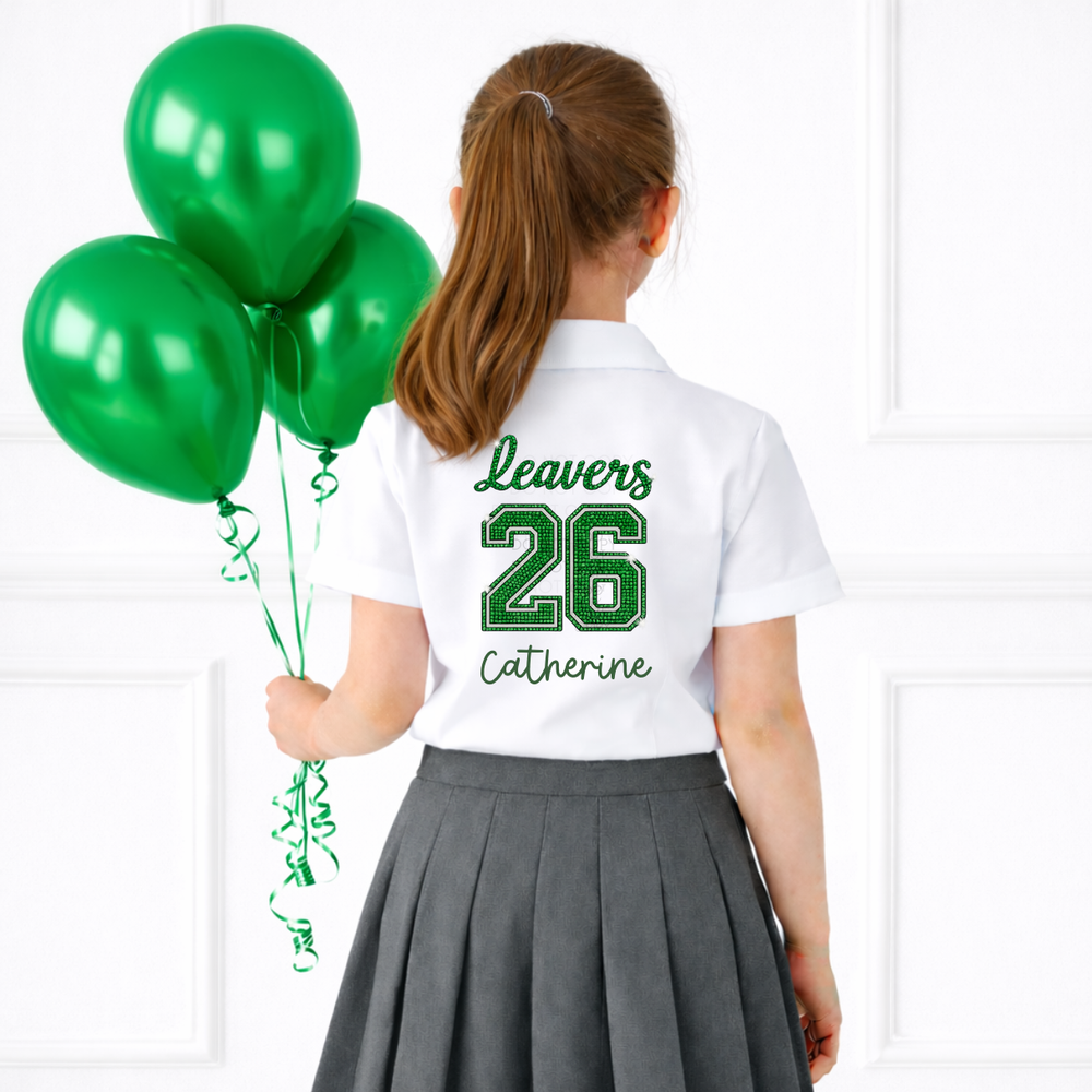 CUSTOM DTF TRANSFER- DIAMONTE EFFECT - SCHOOL LEAVERS 2026- GREEN - Eliza Henri