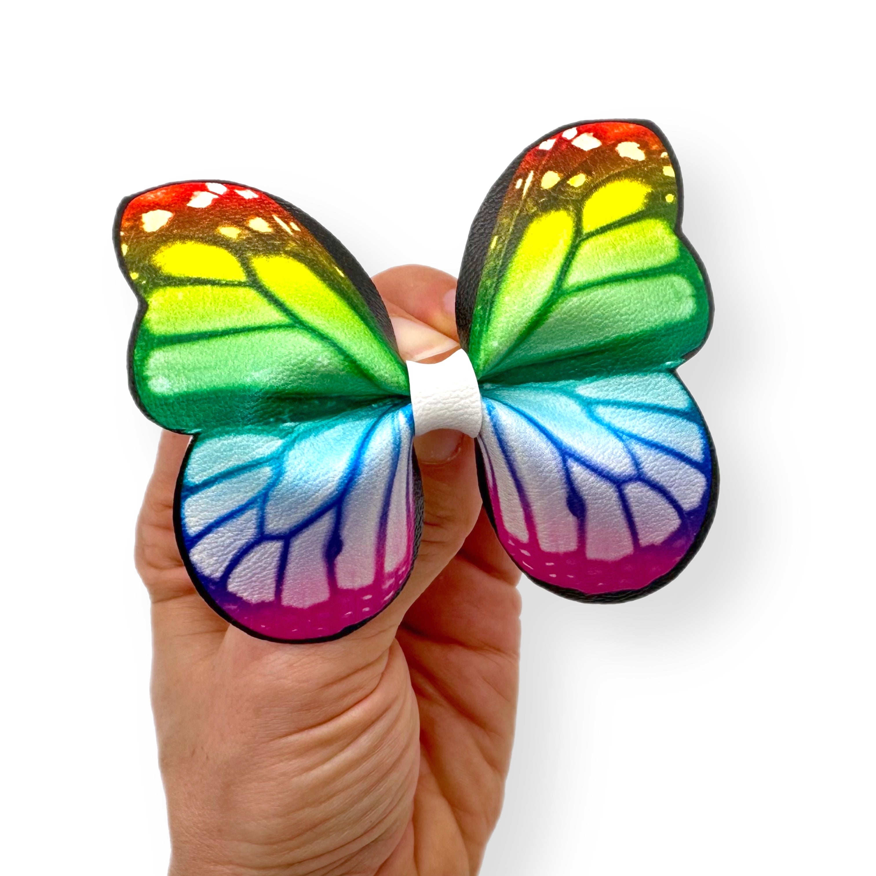 Rainbow Pixie Butterfly Pinch Bows DIY Cut Out Faux Leather Fabric Sheets - Eliza Henri