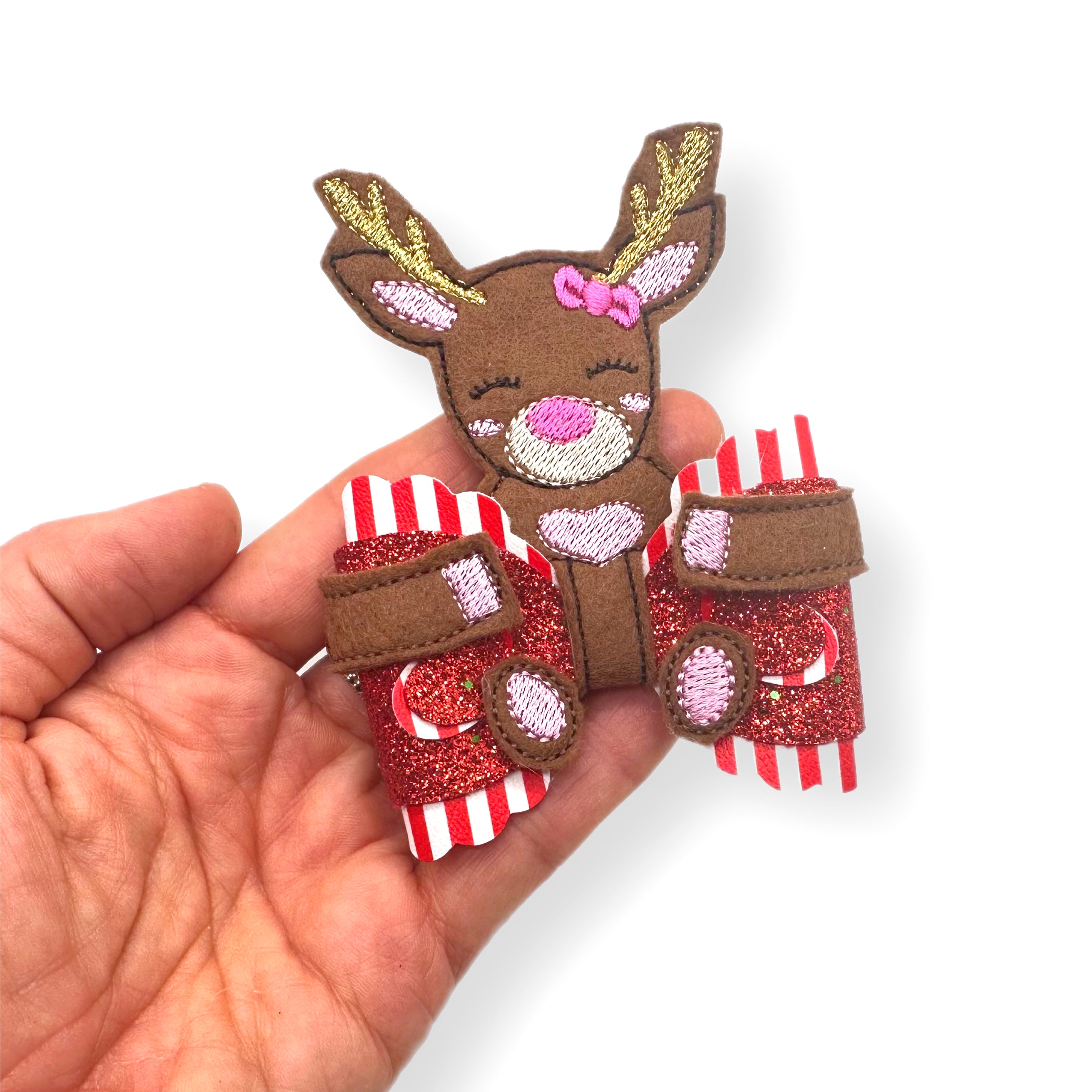 Rosie the Reindeer Bow Hug Wrap Around & Pops Feltie Set - Eliza Henri