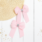 PINK & SILVER GLITTER GROSGRAIN 4” RIBBON BOW - Eliza Henri