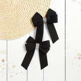 BLACK & SILVER GLITTER GROSGRAIN 4” RIBBON BOW - Eliza Henri