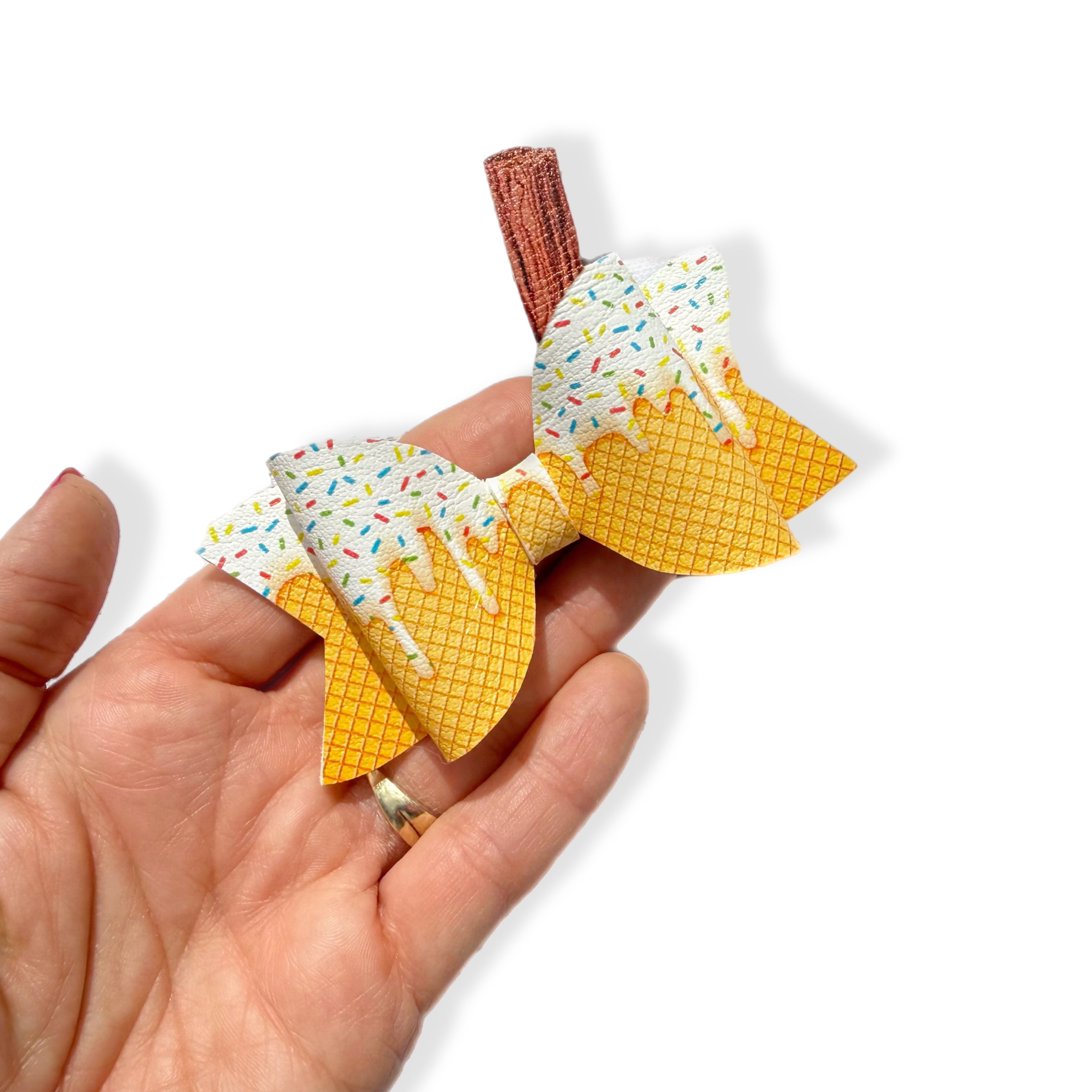 ICE CREAM- DIY CUTOUT FAUX LEATHER HAIR BOW SHEET - Eliza Henri