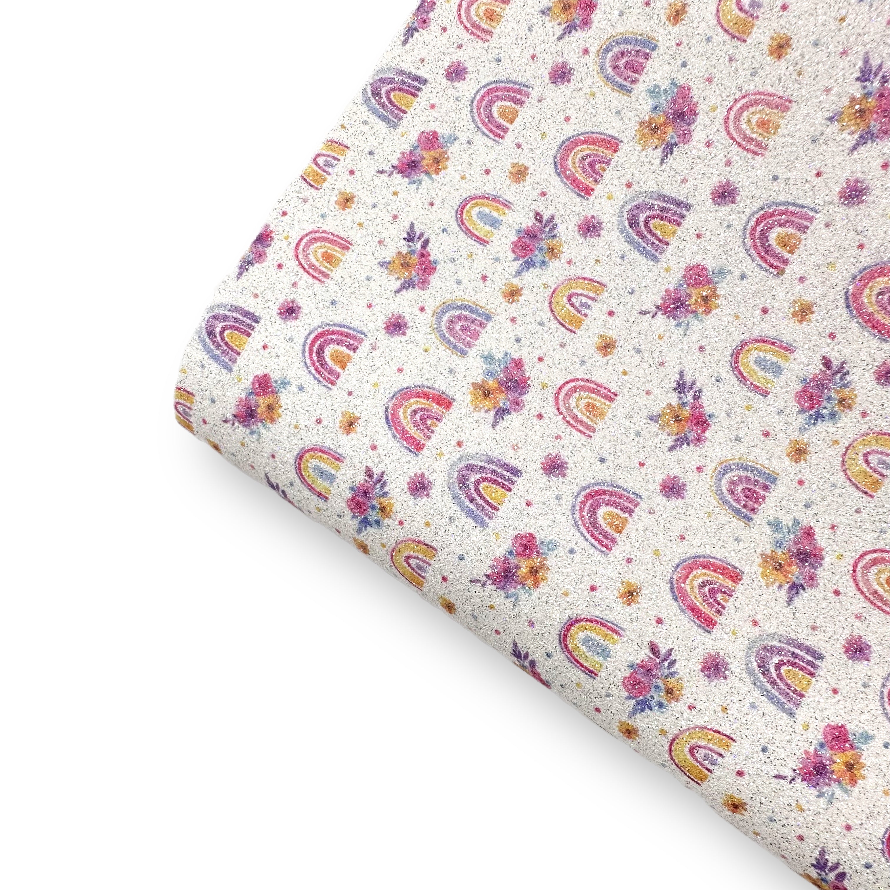 Prettiest Rainbows Printed Fine Core Glitter Fabric - Eliza Henri