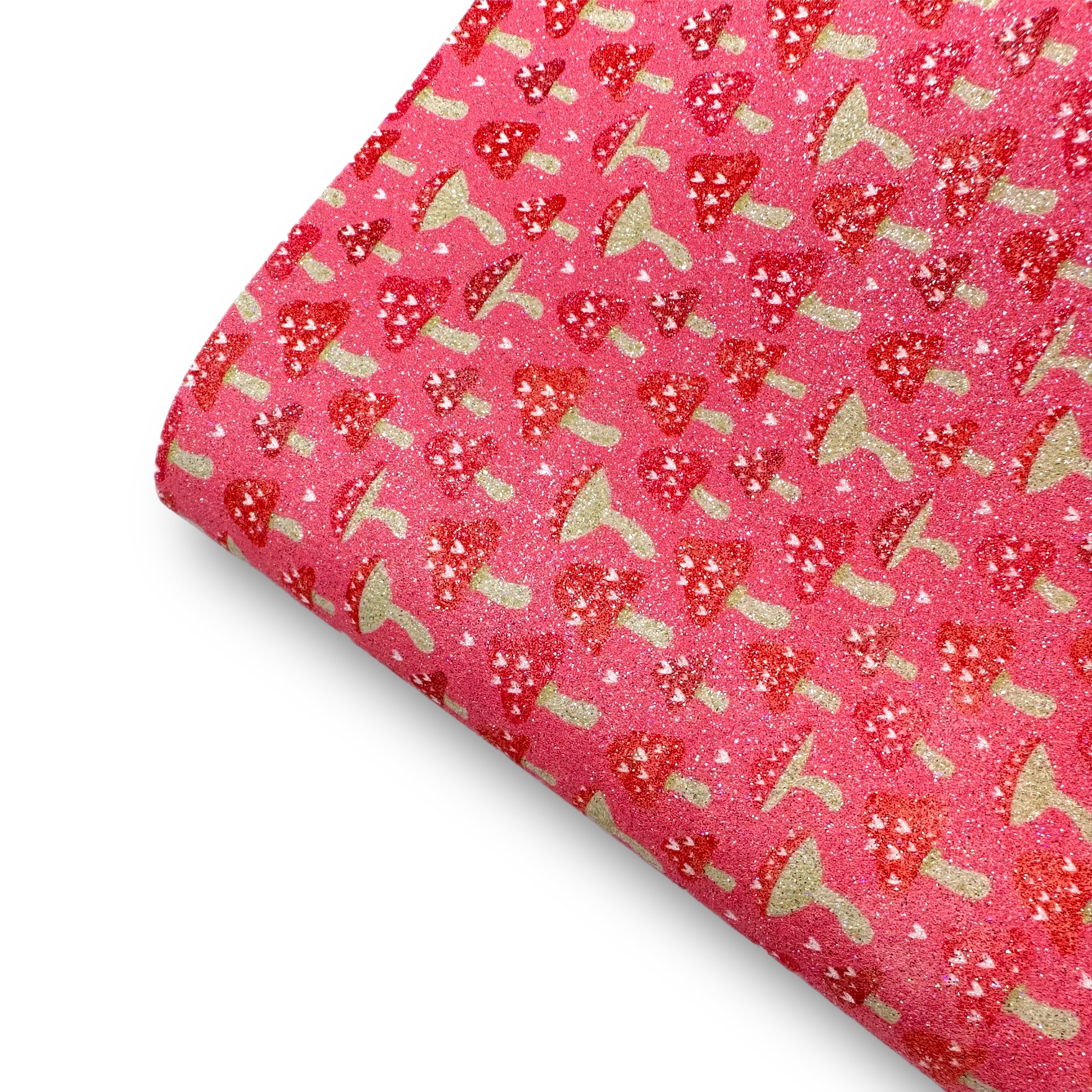 Pretty Toadstools Printed Fine Core Glitter Fabric - Eliza Henri
