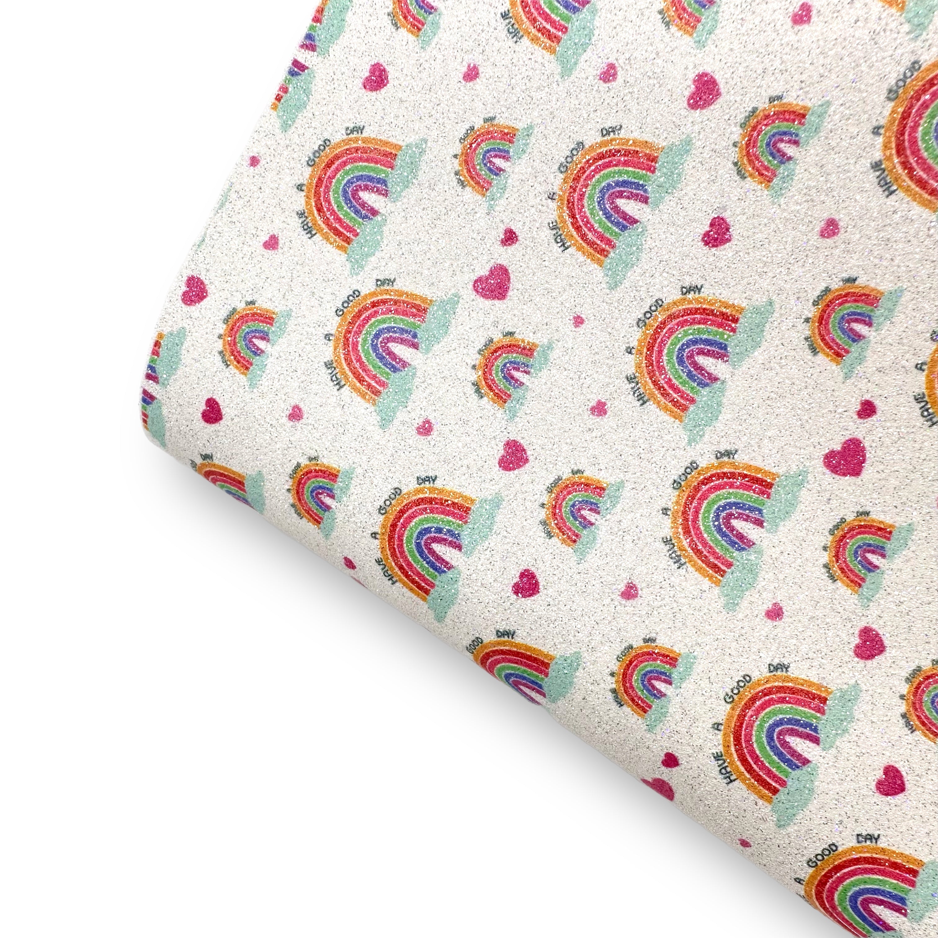 Have a Good Day Rainbow Printed Fine Core Glitter Fabric - Eliza Henri