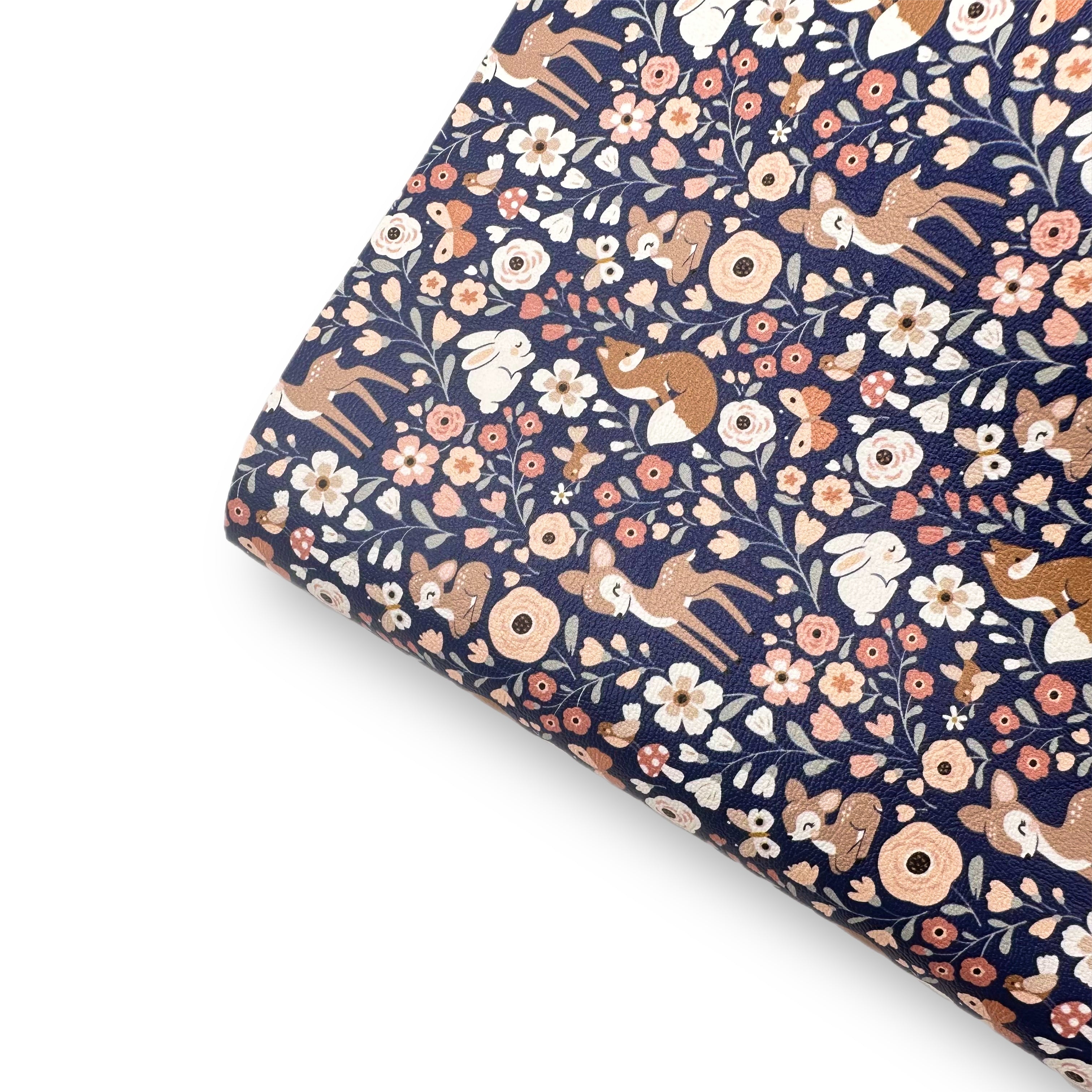 Woodland Babies Floral Premium Faux Leather Fabric Sheets - Eliza Henri