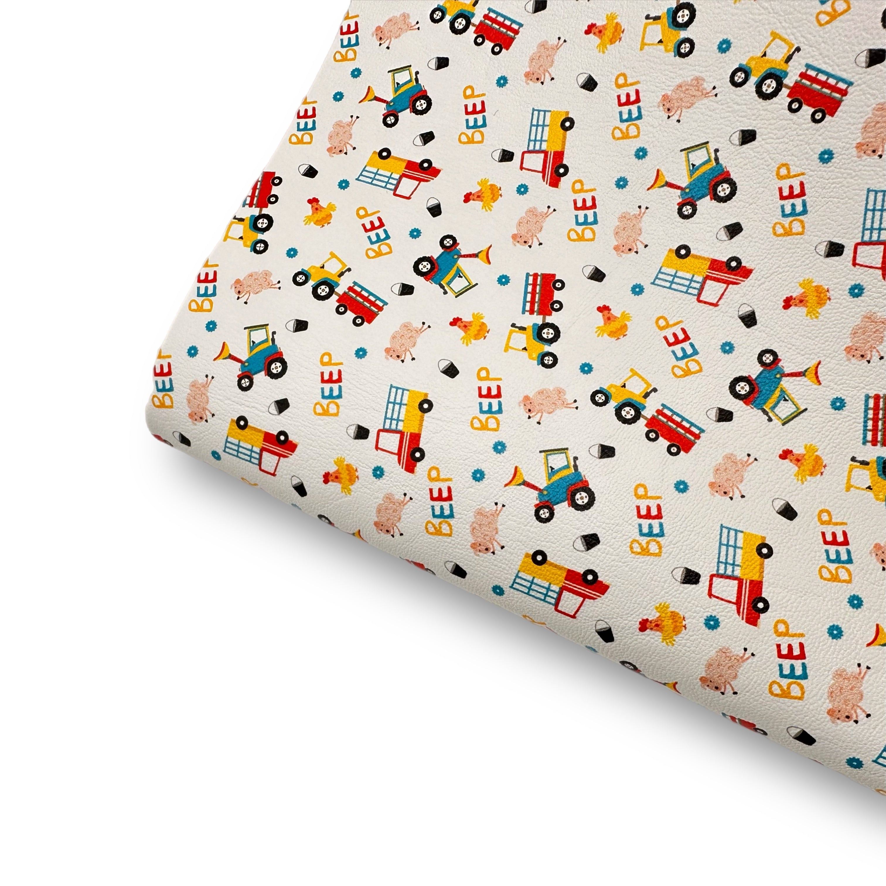 Beep Beep Farm Life Premium Faux Leather Fabric - Eliza Henri