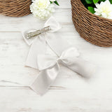 White Satin Ribbon Hair Bows- 2.5'' - Eliza Henri