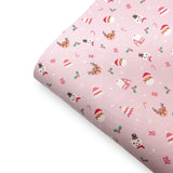 Pink Xmas Crew Premium Faux Leather Fabric Sheets - Eliza Henri