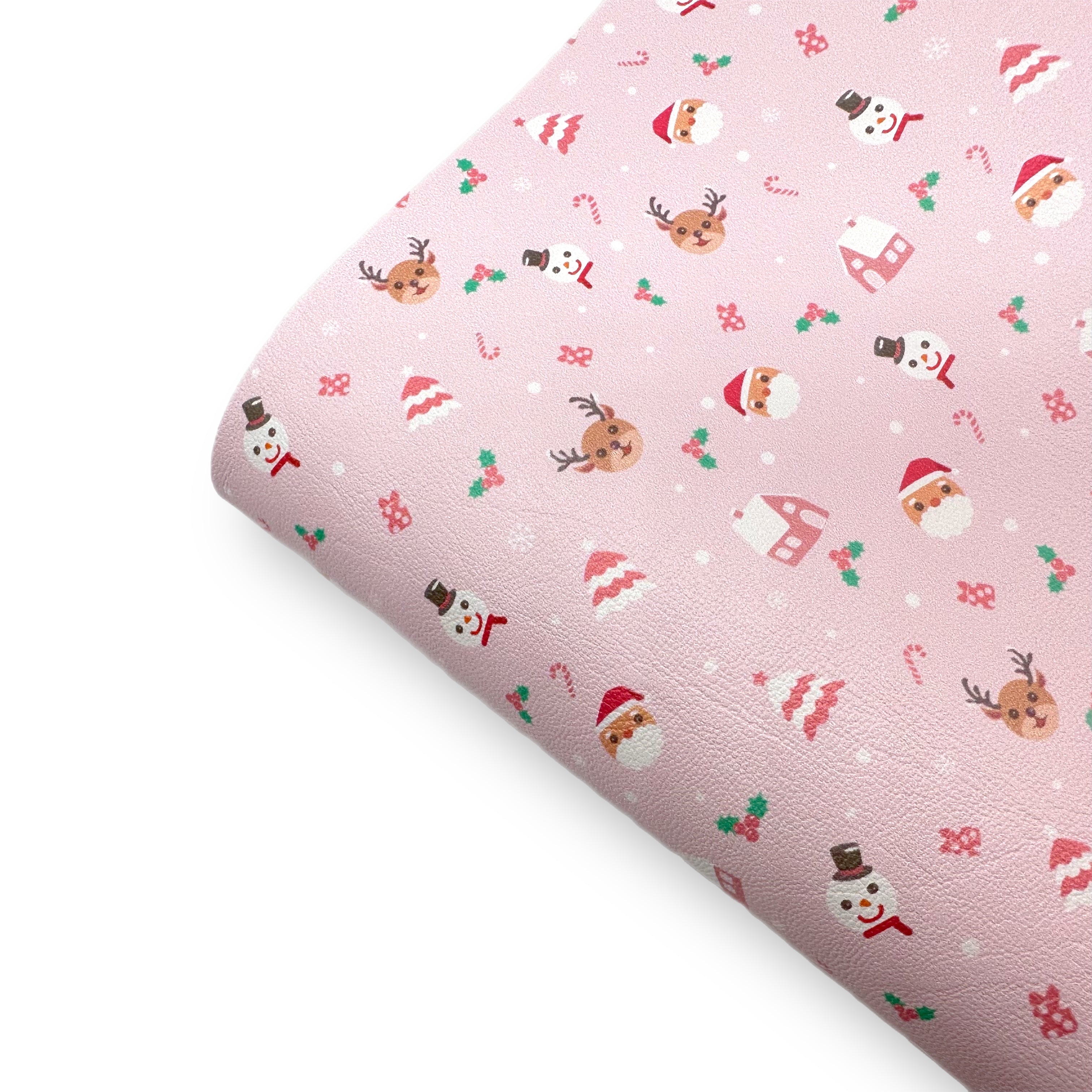 Pink Xmas Crew Premium Faux Leather Fabric Sheets - Eliza Henri