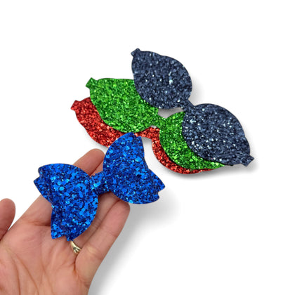 SCHOOL COLOURS- FULL PRE CUT CHUNKY GLITTER BOWS 3.5” - Eliza Henri