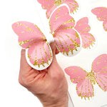 Pretty Pink & Gold glitter effect Butterfly Pinch Bows DIY Cut Out Faux Leather Fabric Sheets - Eliza Henri