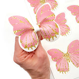 Pretty Pink & Gold glitter effect Butterfly Pinch Bows DIY Cut Out Faux Leather Fabric Sheets - Eliza Henri