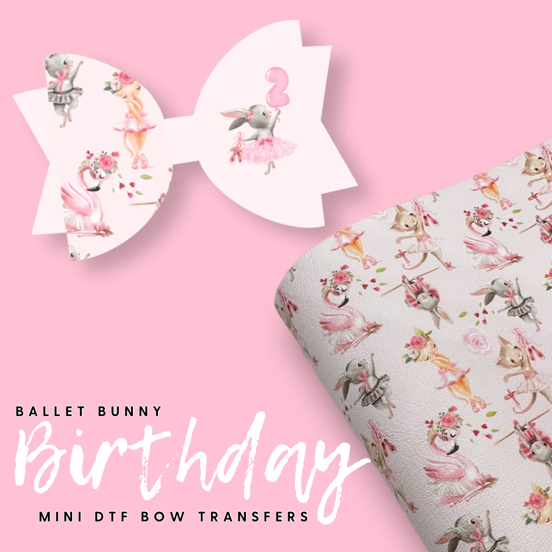 Sweet Ballet Bunny Birthday Balloon DTF Mini Transfers 1'' - Eliza Henri