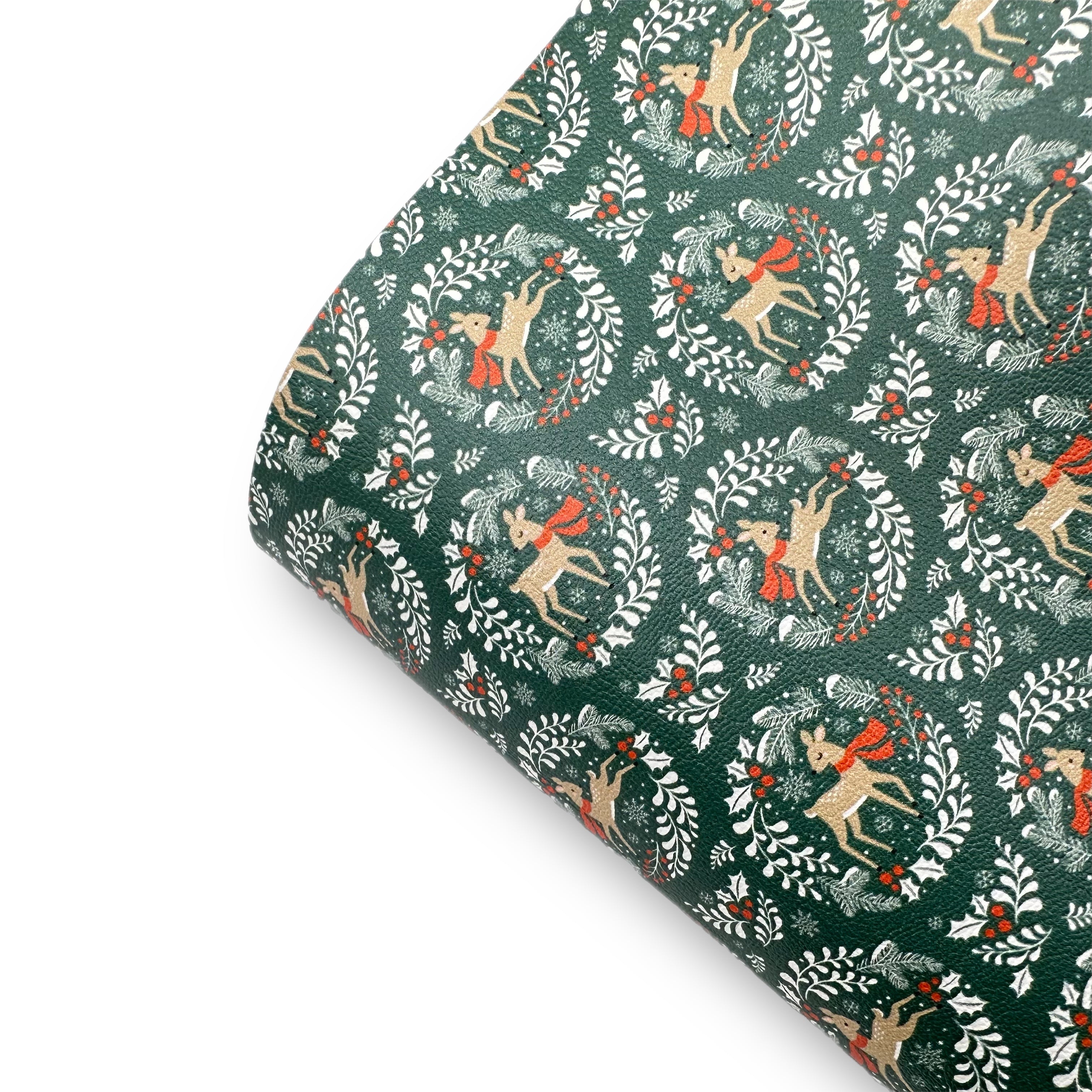 Little Winter Deer Premium Faux Leather Fabric Sheets - Eliza Henri