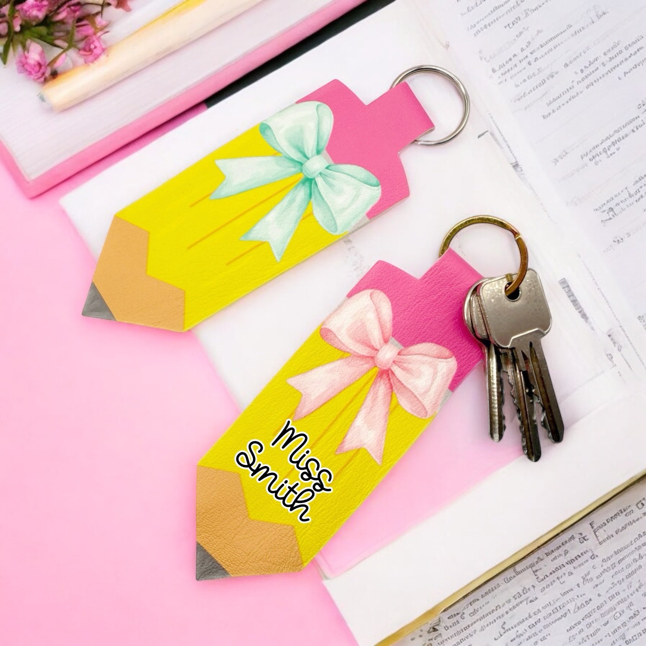 Bow Pencil DIY Keyring Cut Out Faux Leather Fabric Sheets - Eliza Henri