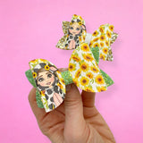 SUNFLOWER COW DOLLY BOWS 3.5” | PRE CUT DIY HAIR BOW LOOPS