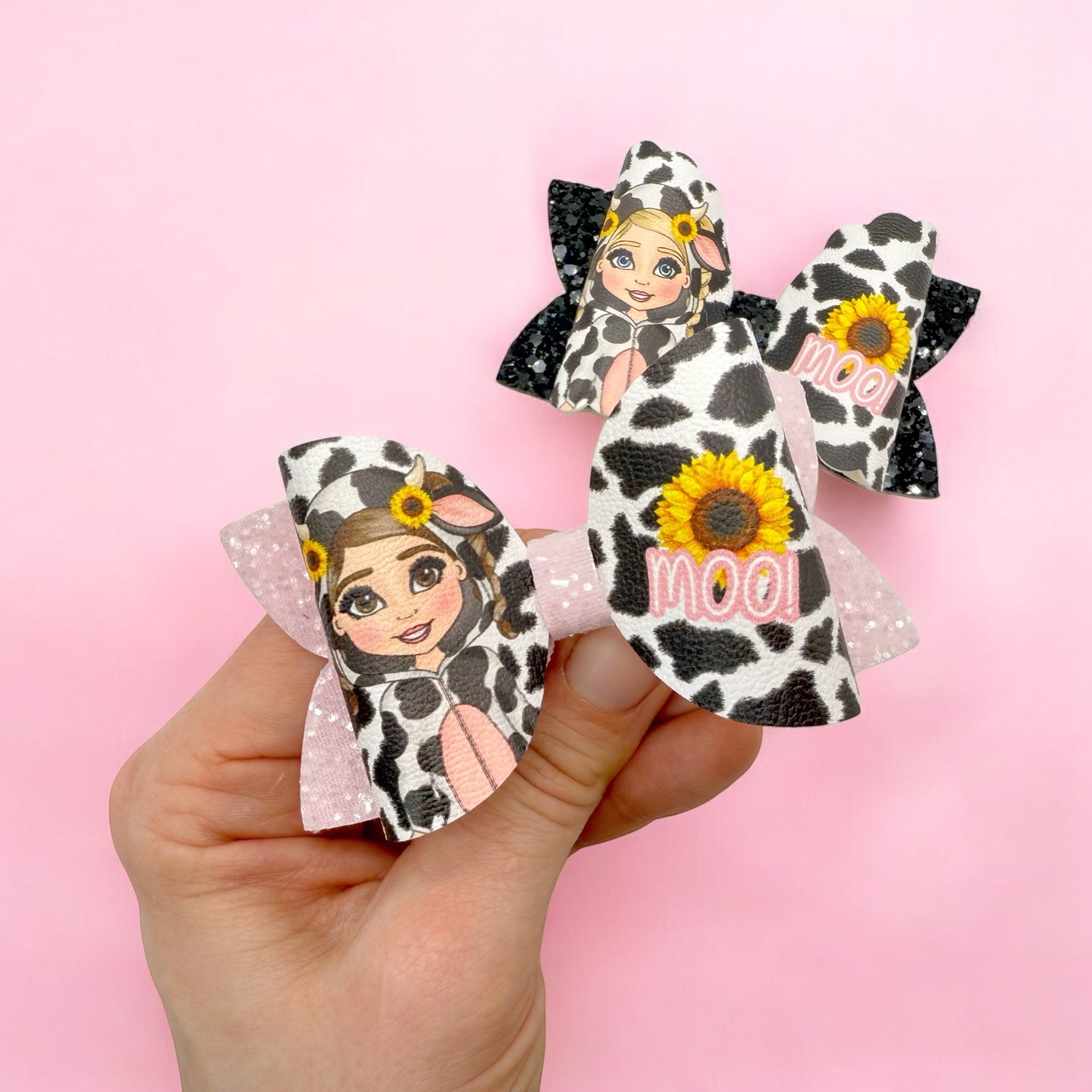 MOO COW DOLLY BOW 3.5” | PRE CUT DIY HAIR BOW LOOPS - Eliza Henri