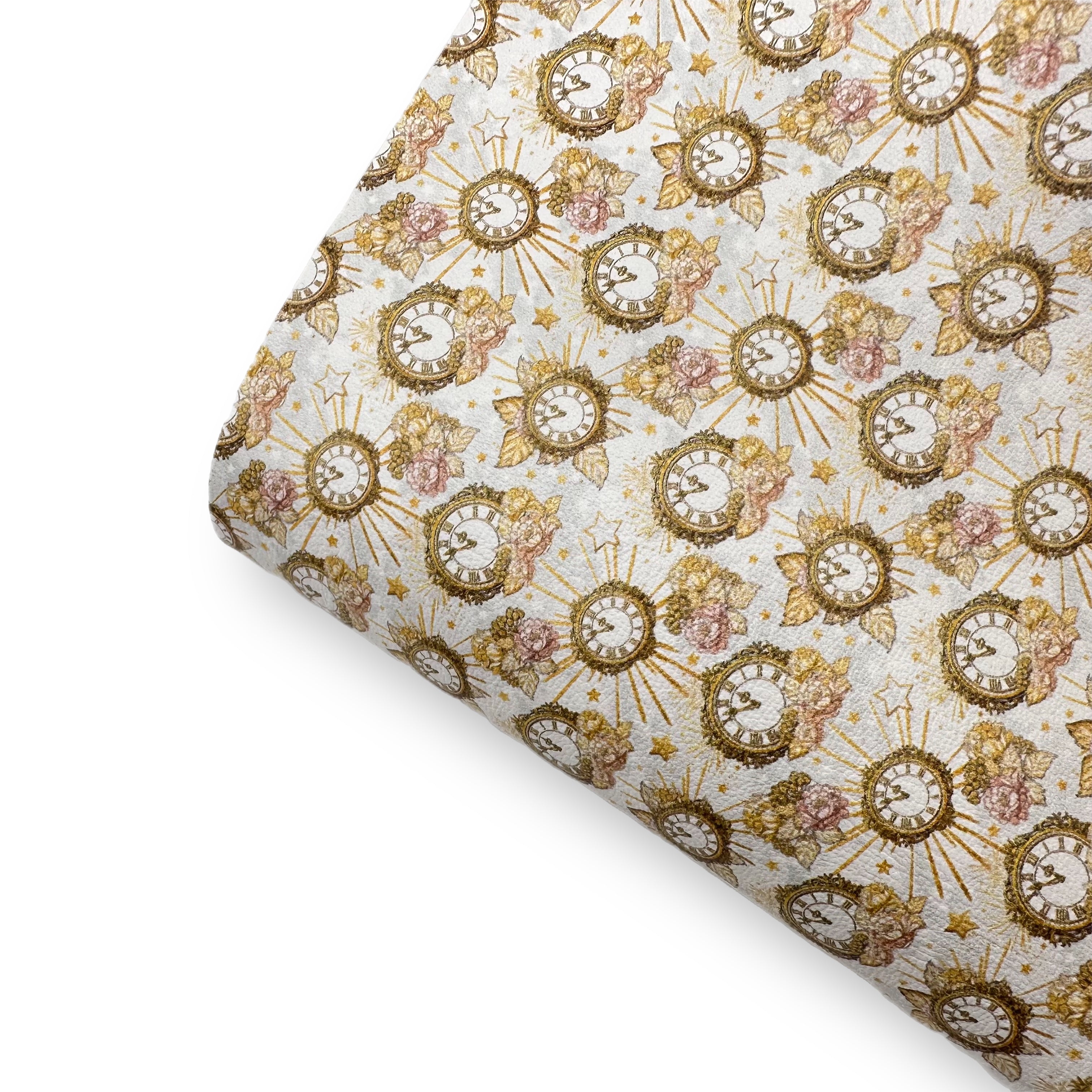 Tick Tock its nearly midnight Premium Faux Leather Fabric Sheets - Eliza Henri