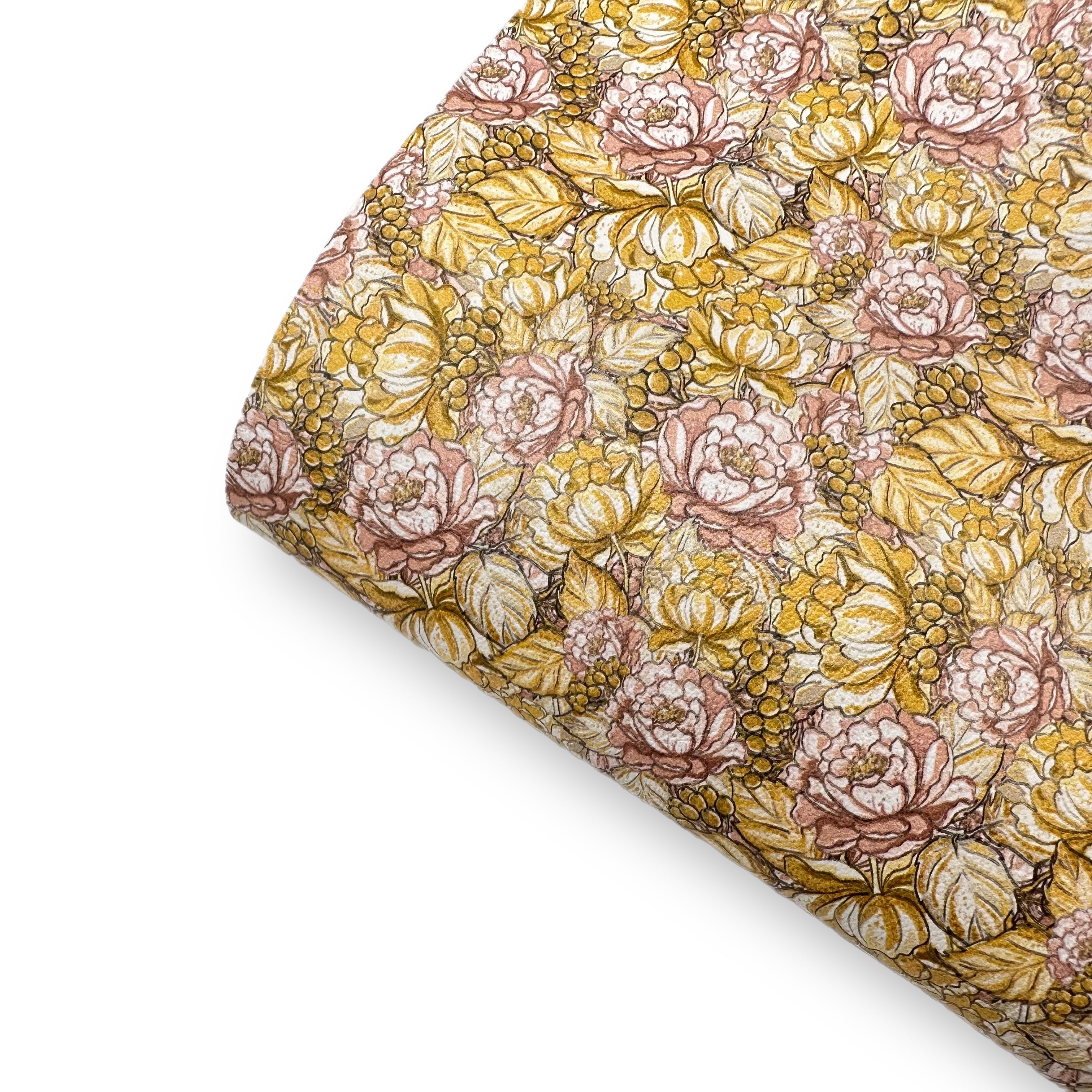 New year golden florals Premium Faux Leather Fabric Sheets - Eliza Henri