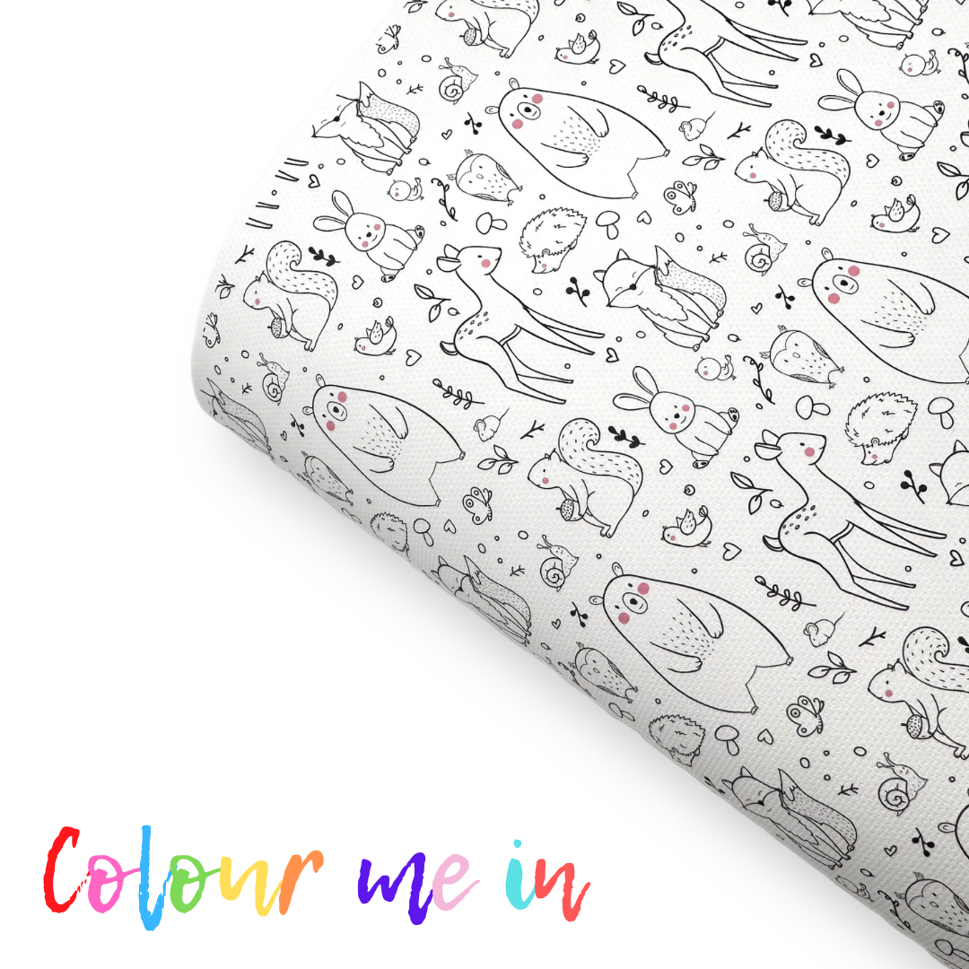 Colour me in Woodland Canvas Lux Premium Canvas Bow Fabrics - Eliza Henri