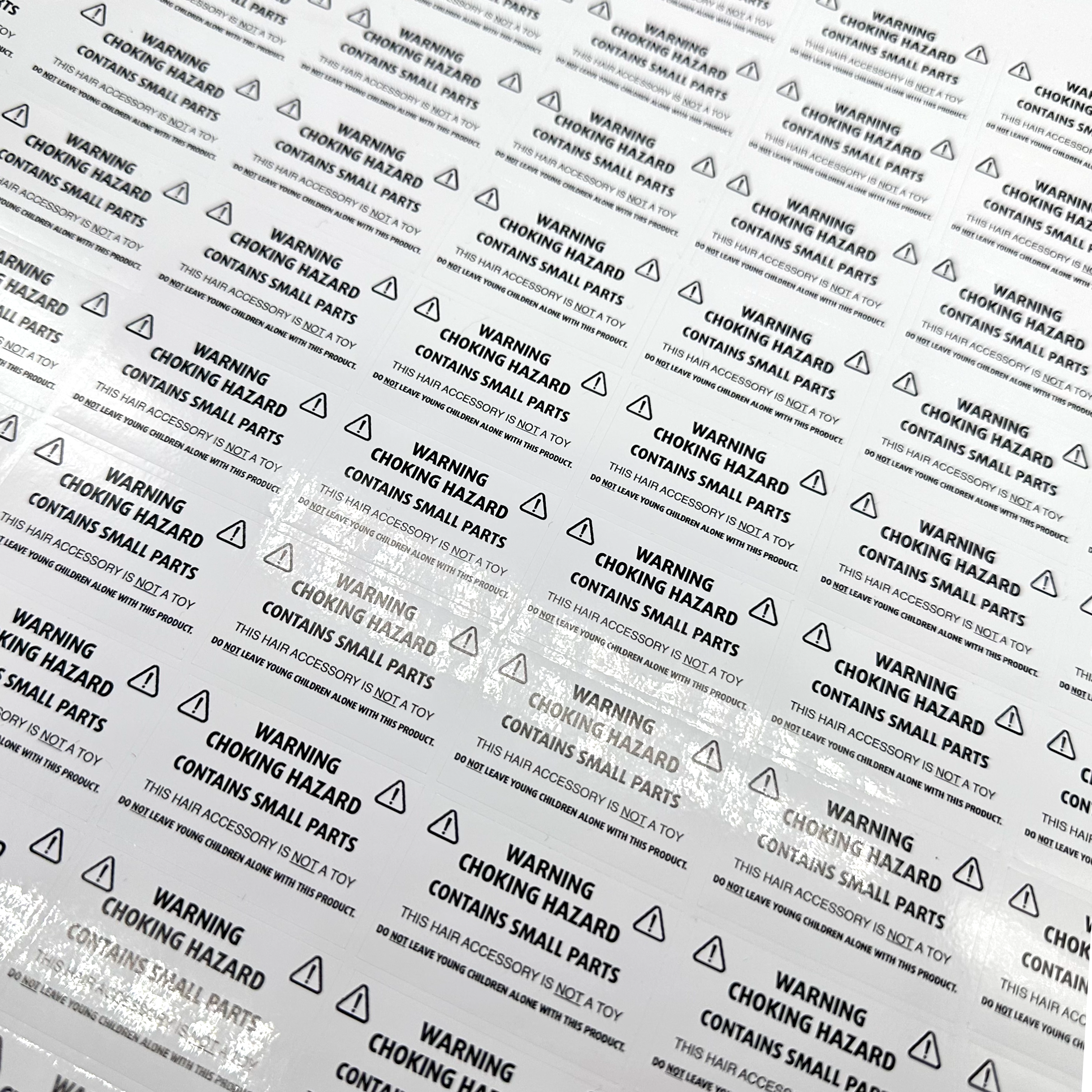 Bow Warning Safety Labels for Hair Bows & Accessories- Premium White Gloss - Eliza Henri