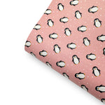 Little Pink Penguins Premium Faux Leather Fabric Sheets - Eliza Henri