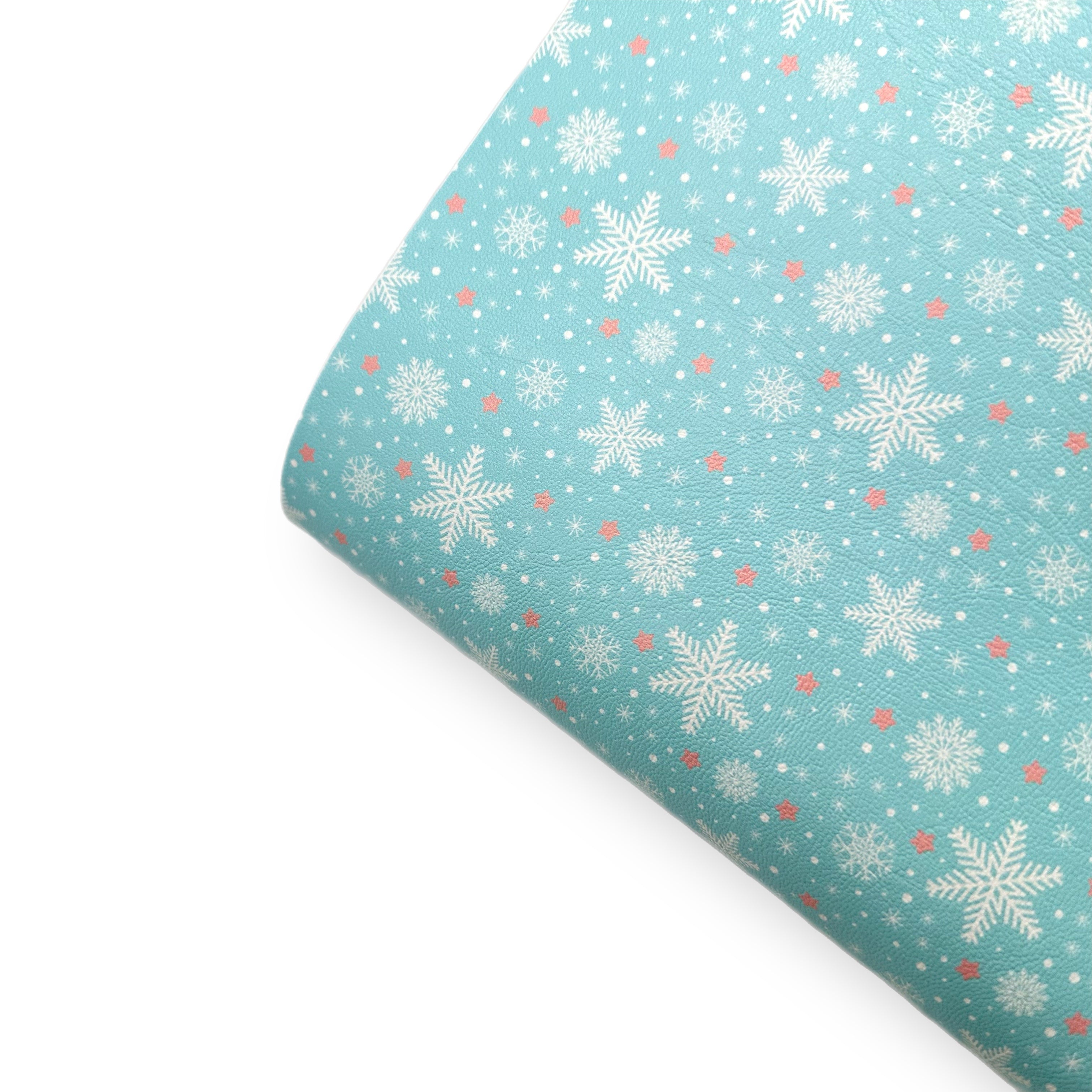 Frosty Snowflake Premium Faux Leather Fabric Sheets - Eliza Henri