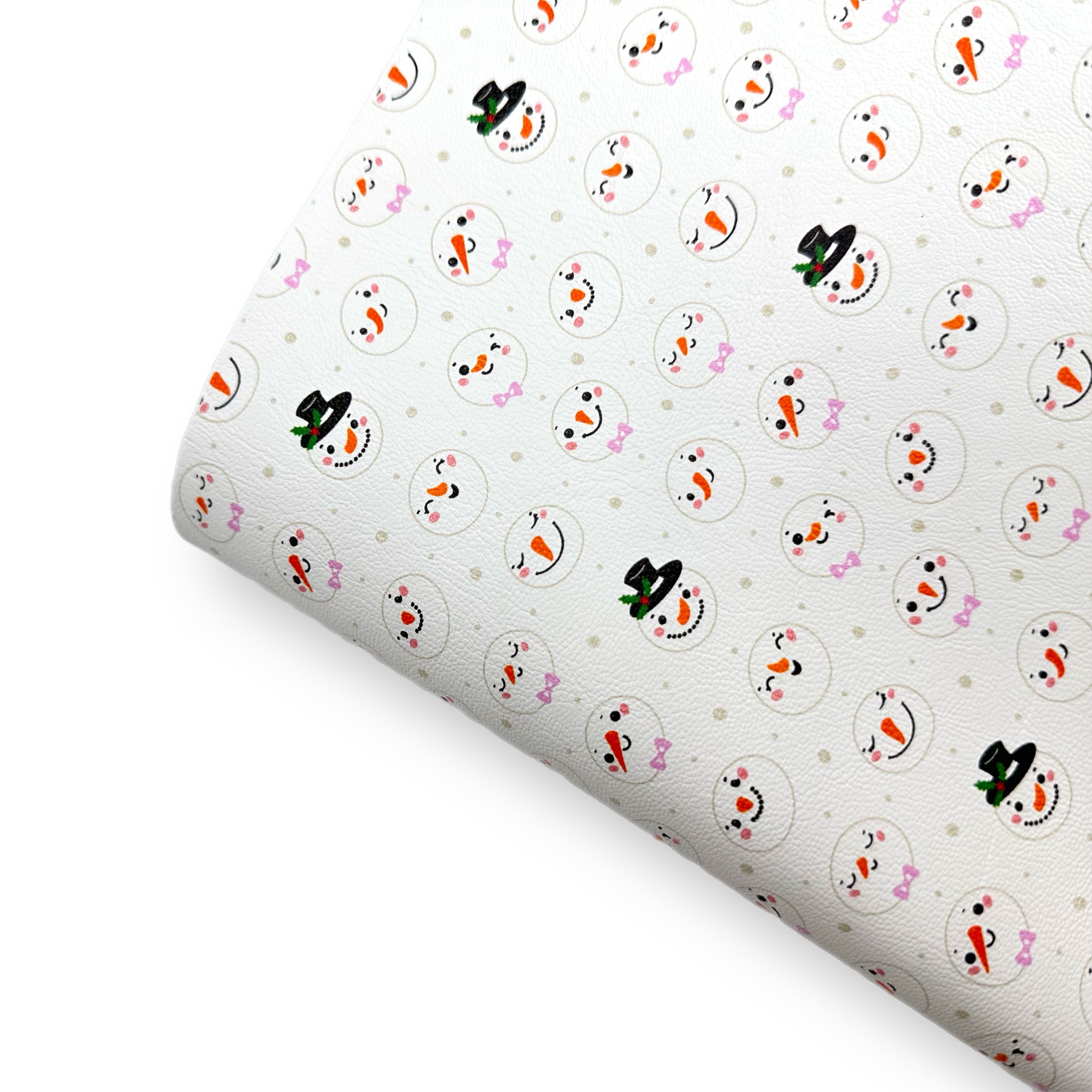 Snowman Faces Premium Faux Leather Fabric Sheets - Eliza Henri