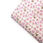 Pink Sugar Frosted Gingerbreads Premium Faux Leather Fabric Sheets - Eliza Henri