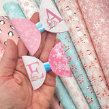 Pink Snowman Letters Initials | 3.5” Create your own Personalised Bow Loops
