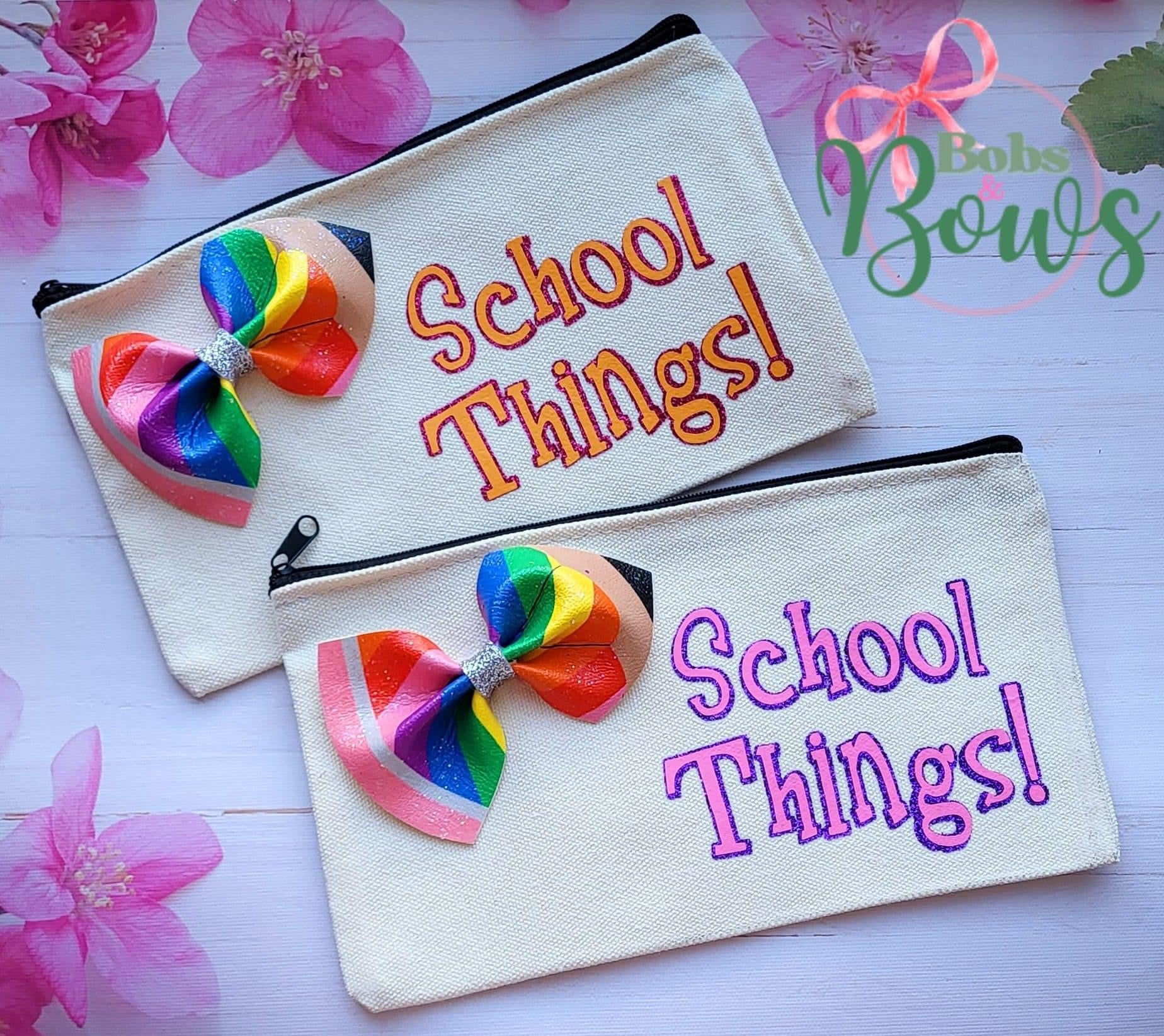 Rainbow Pencil Pinch Bow DIY Cutout Faux Leather Fabric Sheet - Eliza Henri