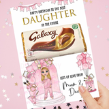 Happy Birthday Girl Make Up Dolly Galaxy Chocolate Boards- Premium Card - Eliza Henri