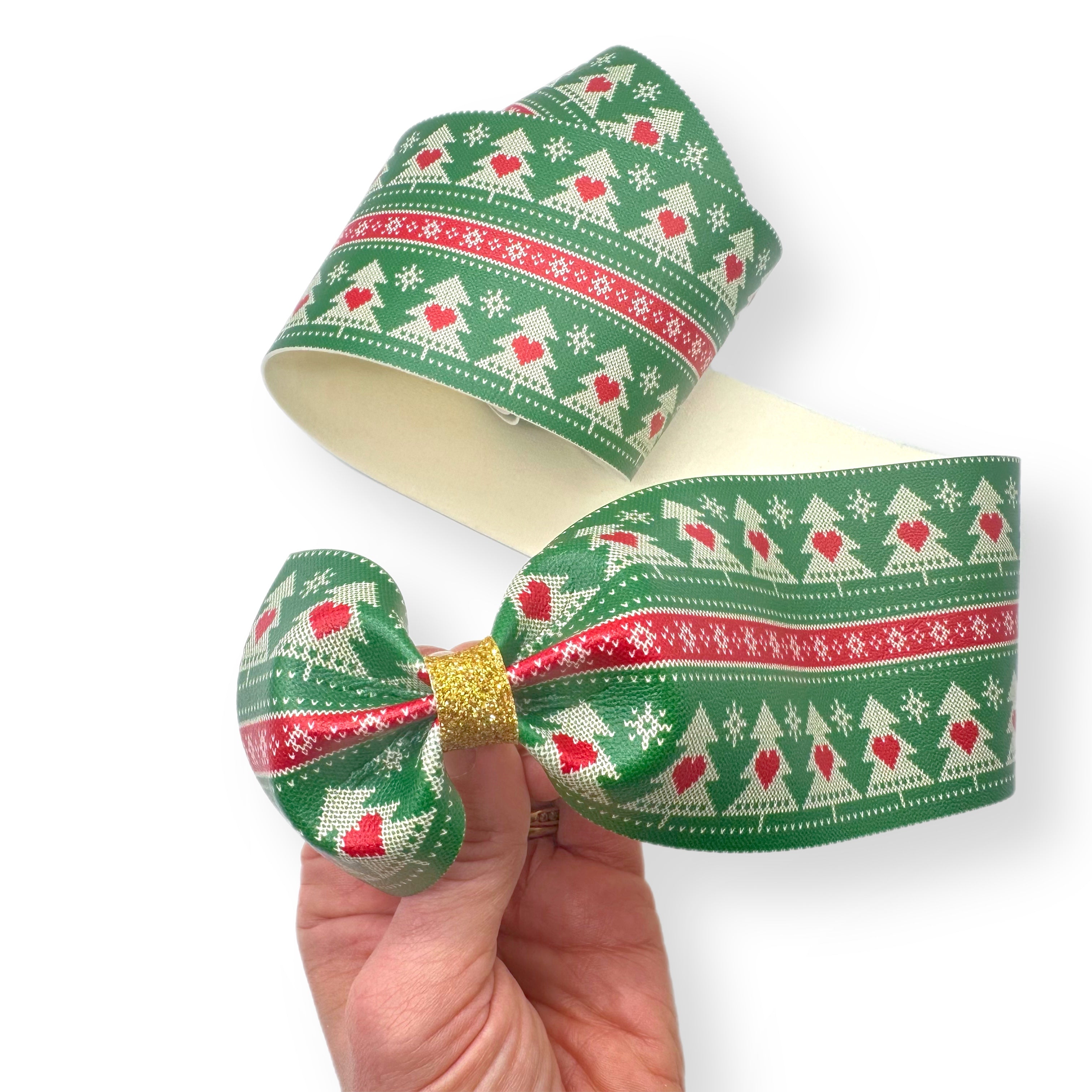 Xmas Jumper | Faux Leather Mega Bow Strips - Eliza Henri