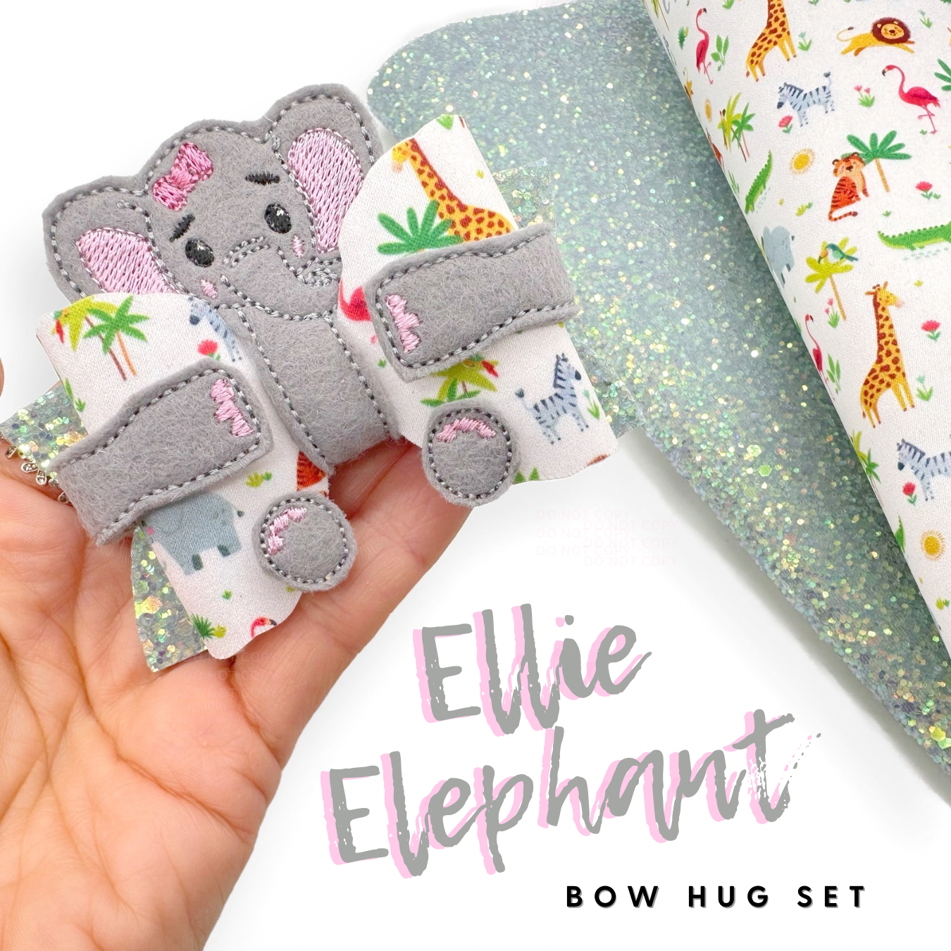 Ellie the Elephant Bow Hug Wrap Arounds & Pop up Feltie Set - Eliza Henri