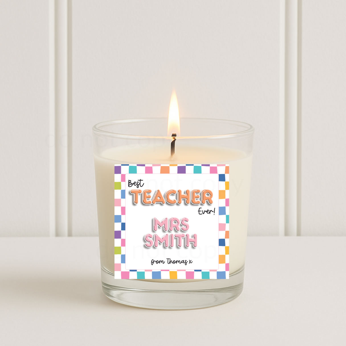 PERSONALISED RETRO CHECK | CANDLE SOLVENT STICKERS - Eliza Henri