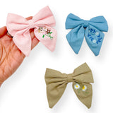 Linen Embroidered Sailor Bows - Eliza Henri