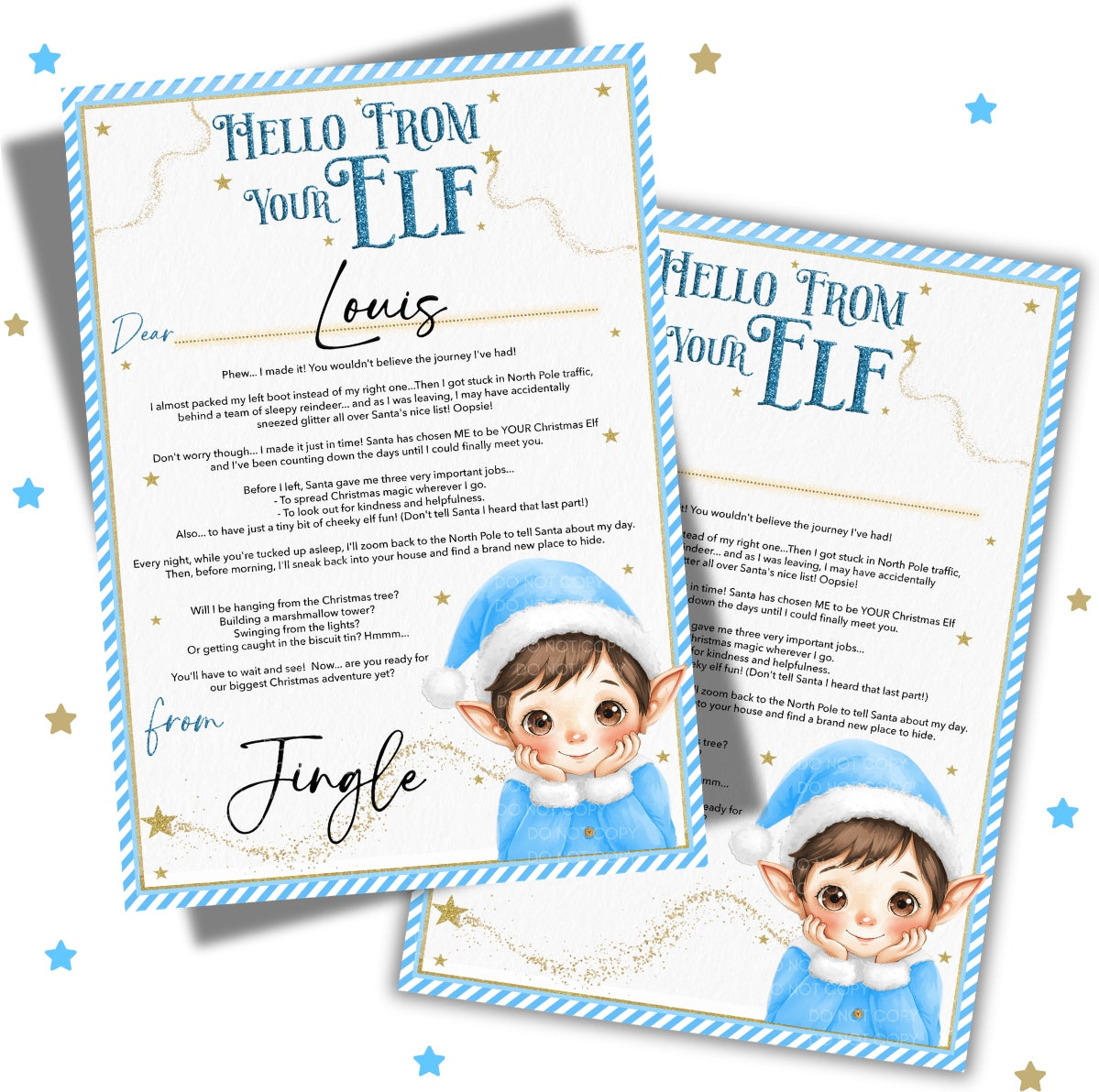 Premium Elf Arrival Letter- Blue - Eliza Henri