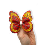 Tartan & Gold Party Glitter Butterfly Pinch Bows - DIY Cut Out Faux Leather Fabric Sheets