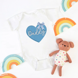 DTF EMBROIDERED EFFECT TRANSFER - FATHER'S DAY BLUE HEART WITH BOW - Eliza Henri