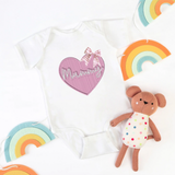 DTF EMBROIDERED EFFECT TRANSFER - MUMMY PINK HEART WITH BOW - Eliza Henri