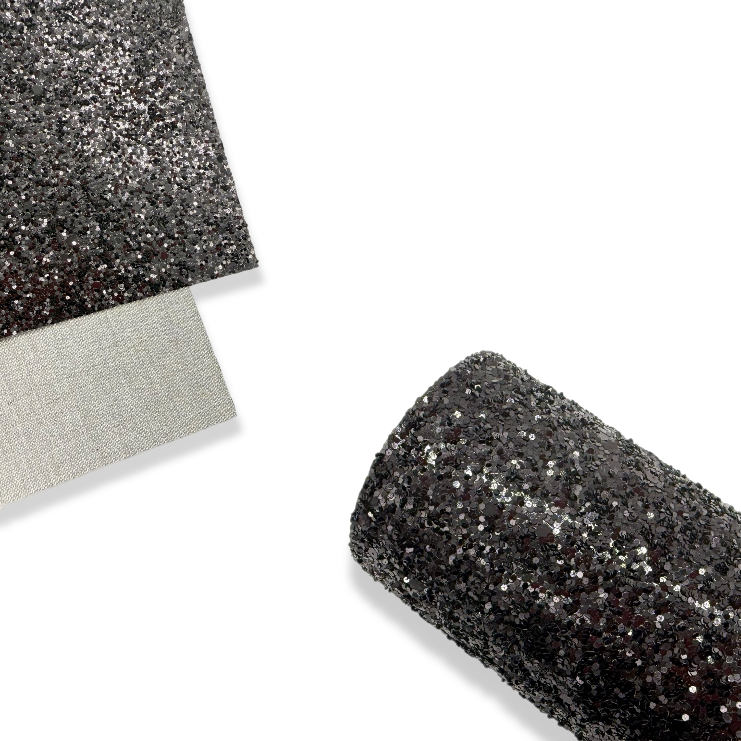 Jet Black Chunky Glitter Fabric | Essentials Range - Eliza Henri
