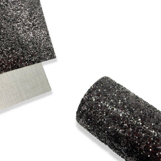 Jet Black Chunky Glitter Fabric | Essentials Range - Eliza Henri