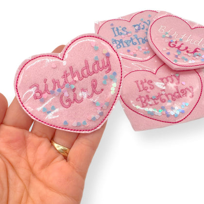 Pink Heart Birthday Badge Face Shaker Felties - Eliza Henri