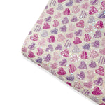 PINK & LILAC DOODLE HEARTS CHUNKY GLITTER FABRIC - Eliza Henri