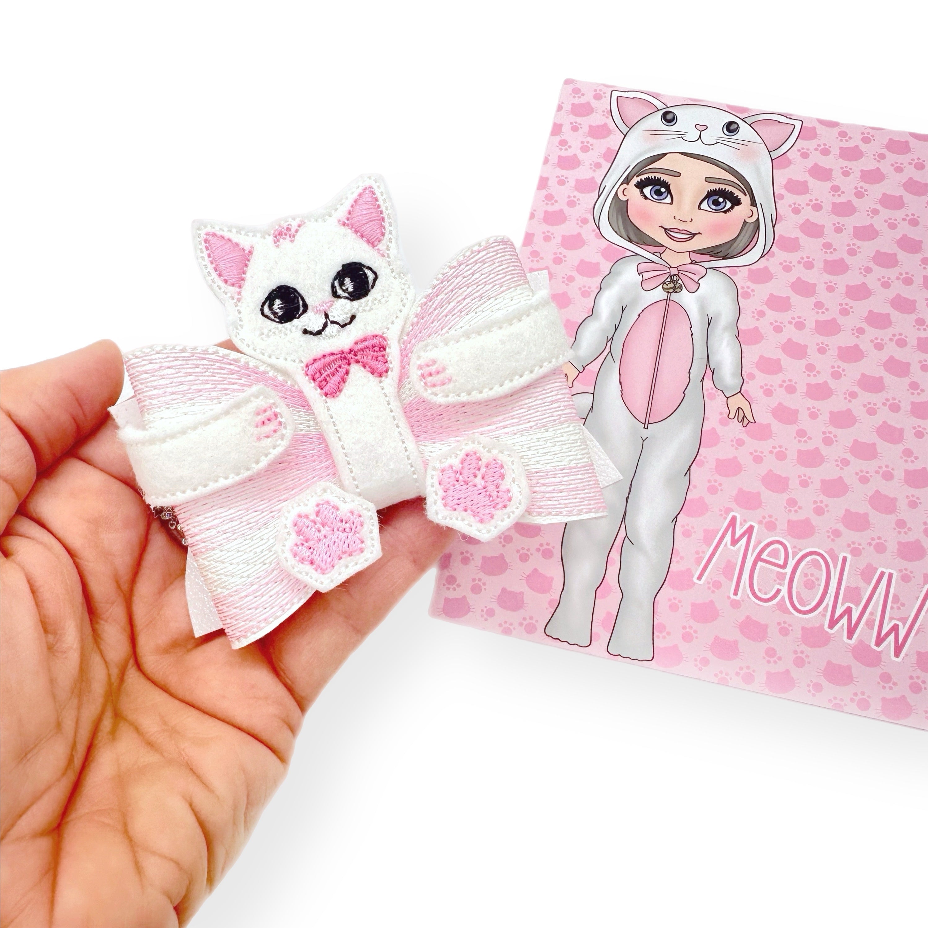 Kylie the Kitten Bow Hug Wrap Around & Pops Feltie Set - Eliza Henri