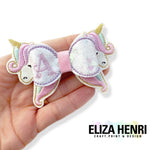 New 2-in-1 Bow Toppers & Bow Tails- Unicorn Twin Sisters Bow Felties - Eliza Henri