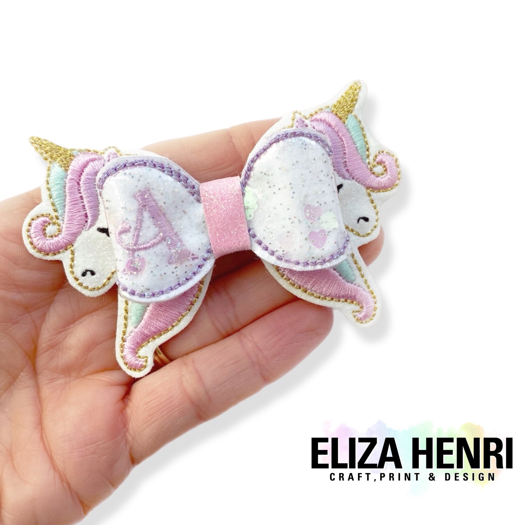 New 2-in-1 Bow Toppers & Bow Tails- Unicorn Twin Sisters Bow Felties - Eliza Henri